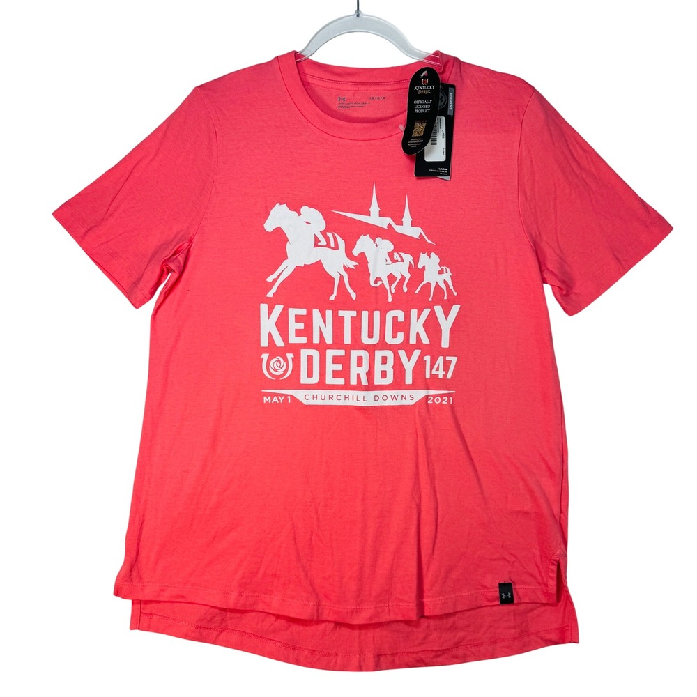 Under Armour Women's‎ Kentucky Derby 147 Tee Coral Pink Graphic NWT Large